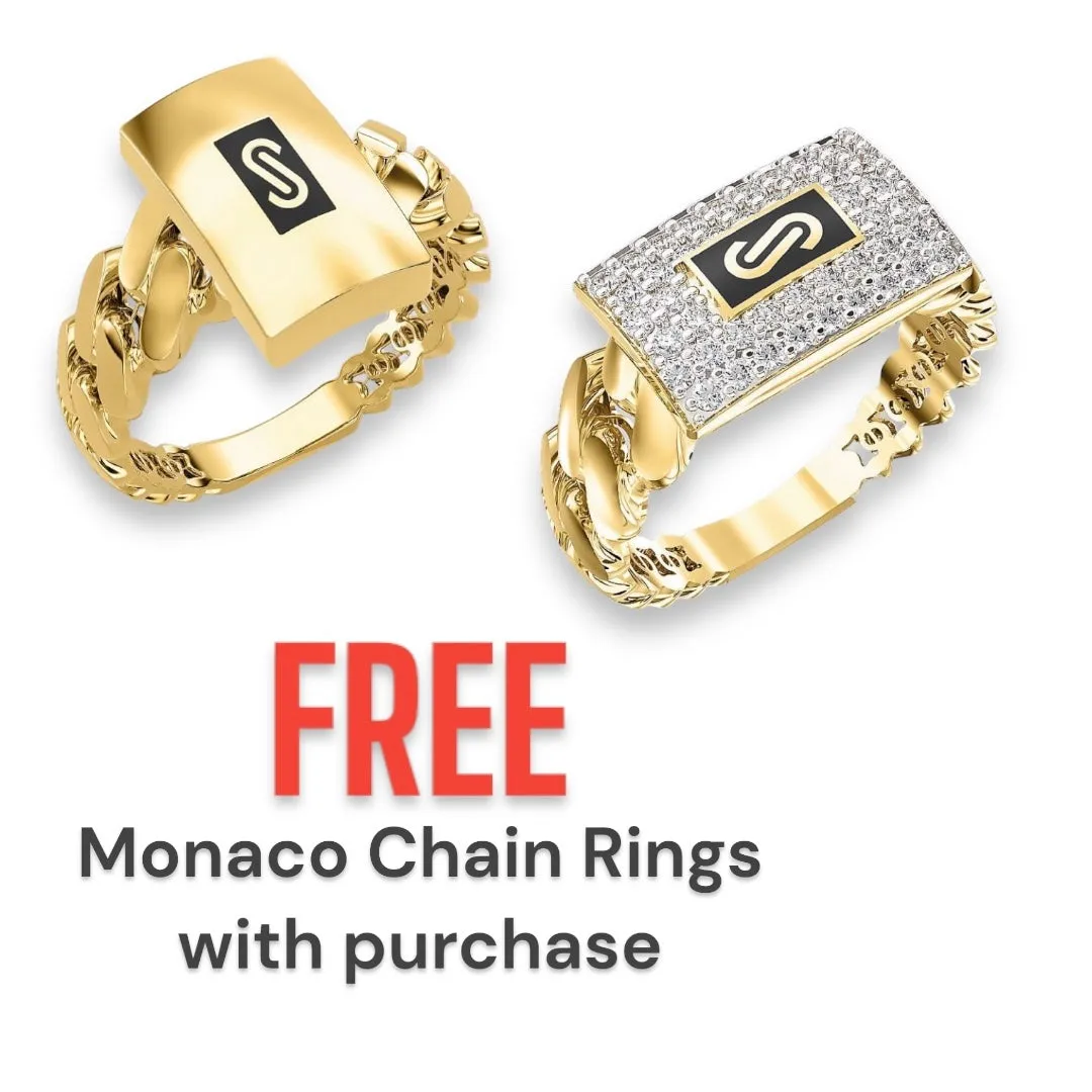 10k Classic Luxury Monaco Chain 8mm 16inch