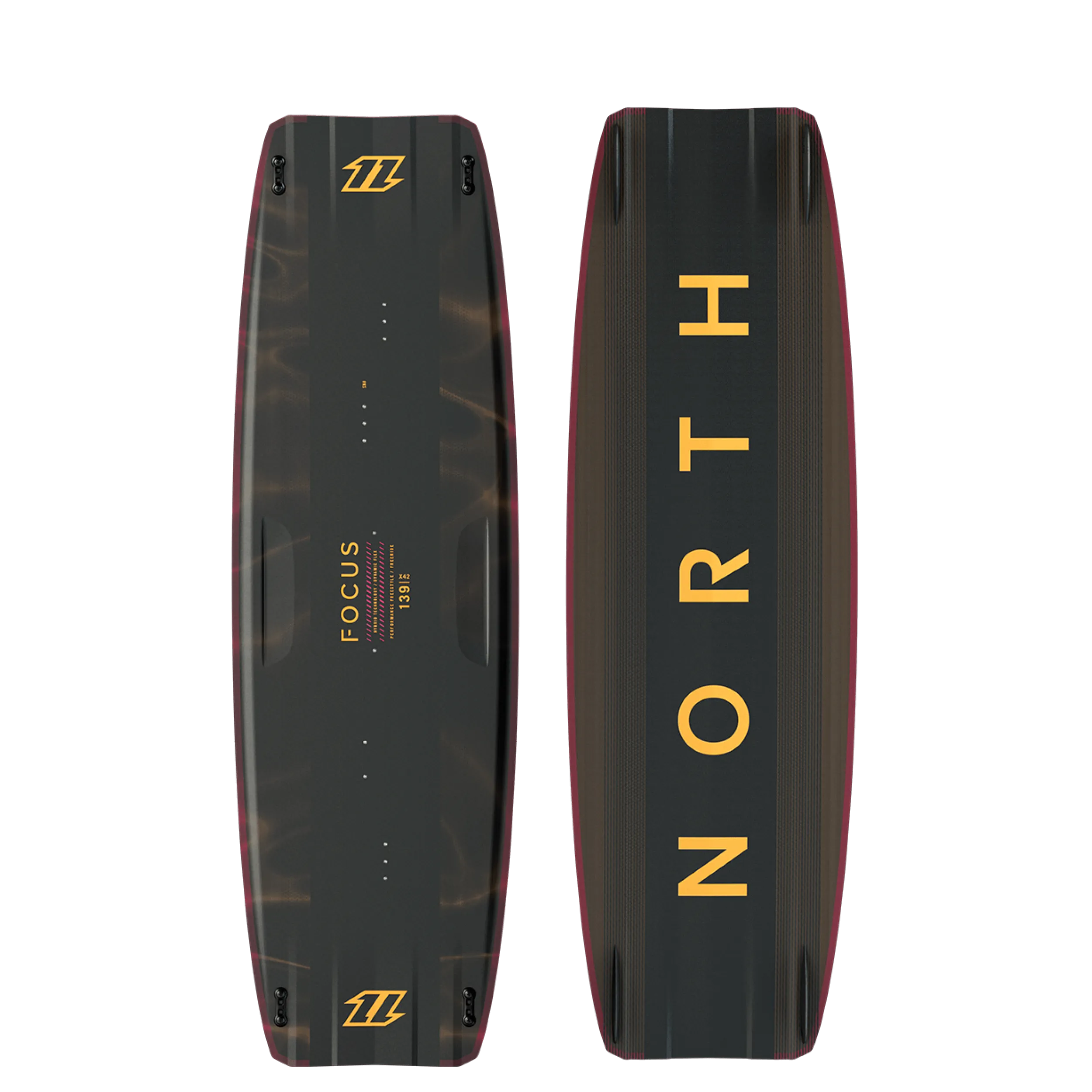 2021 North Focus Hybrid Kiteboard-Orange Flash