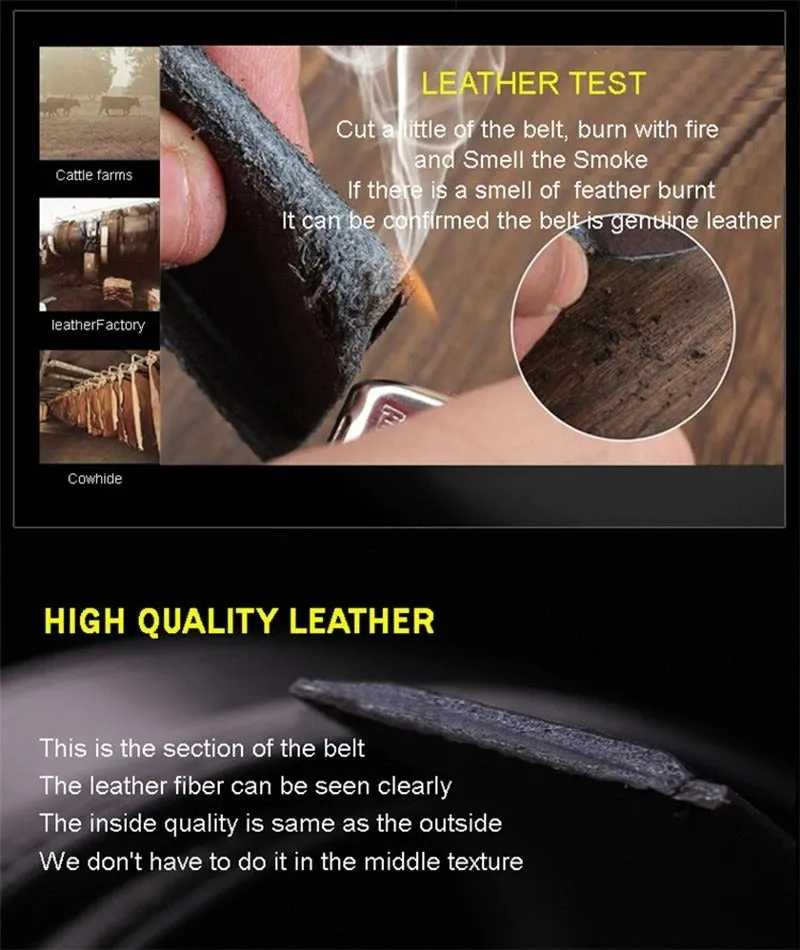 3.5cm 100% Good Quality Cowskin Genuine Luxury Leather Men's Belts