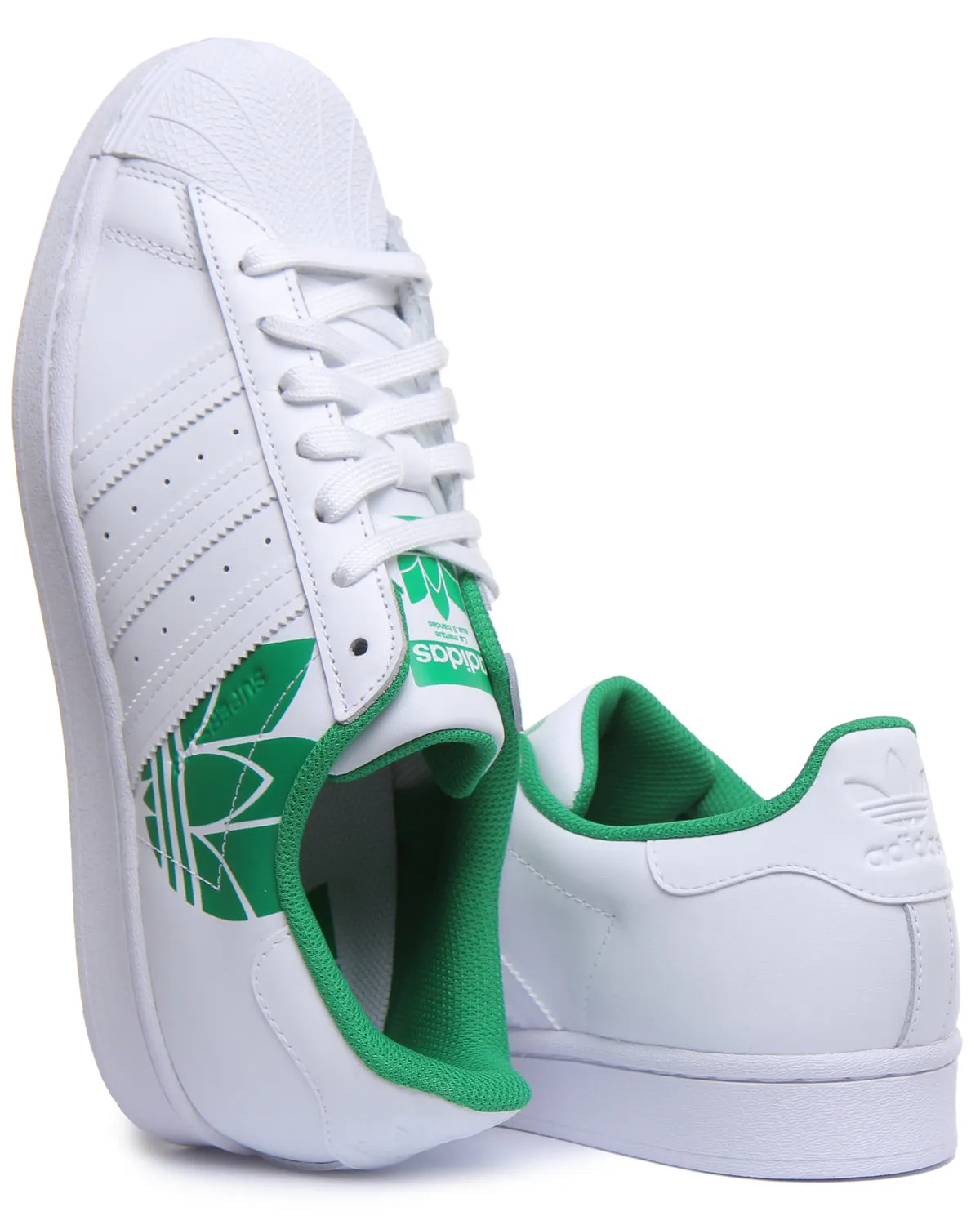 Adidas Superstar In White Green For Men