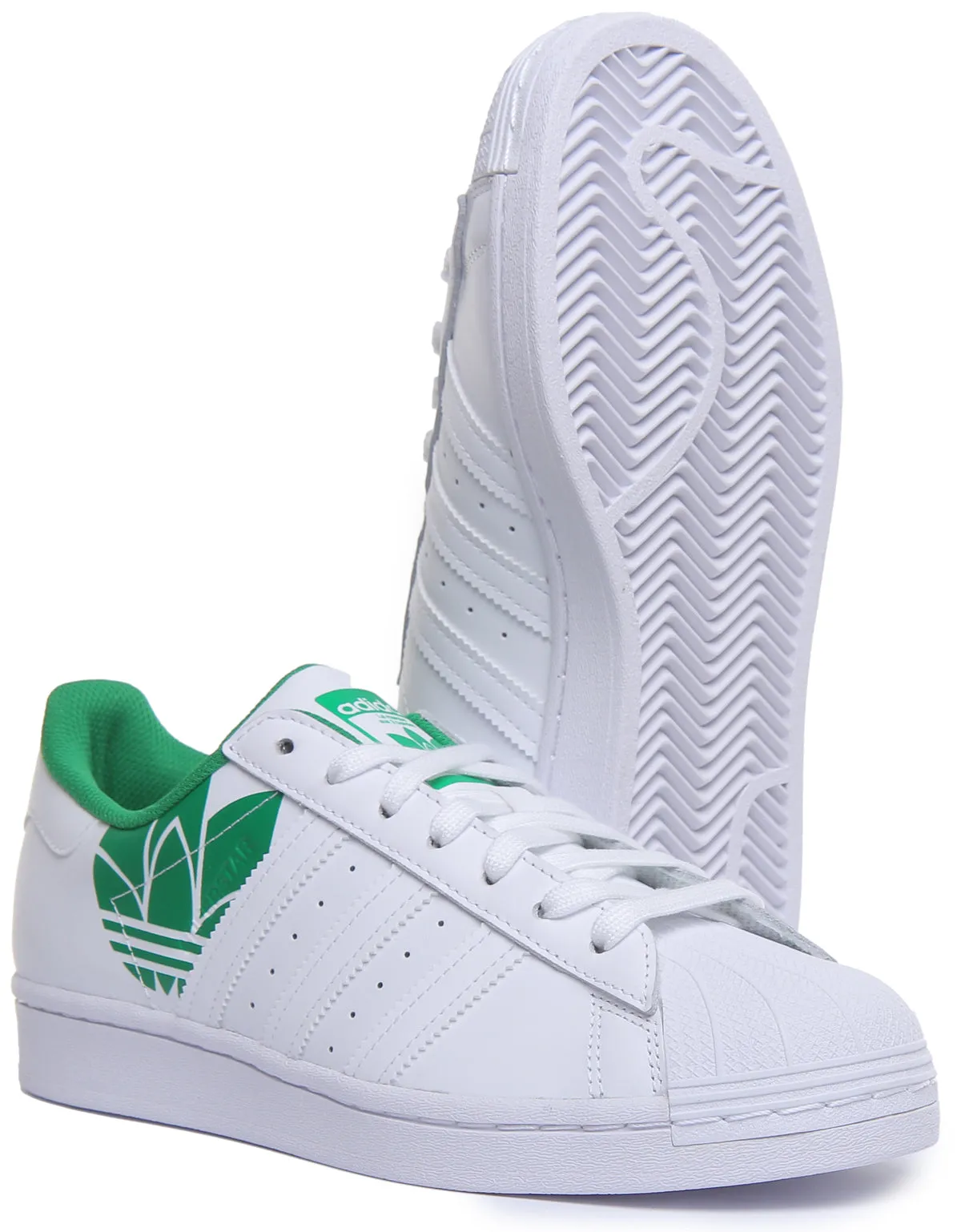 Adidas Superstar In White Green For Men