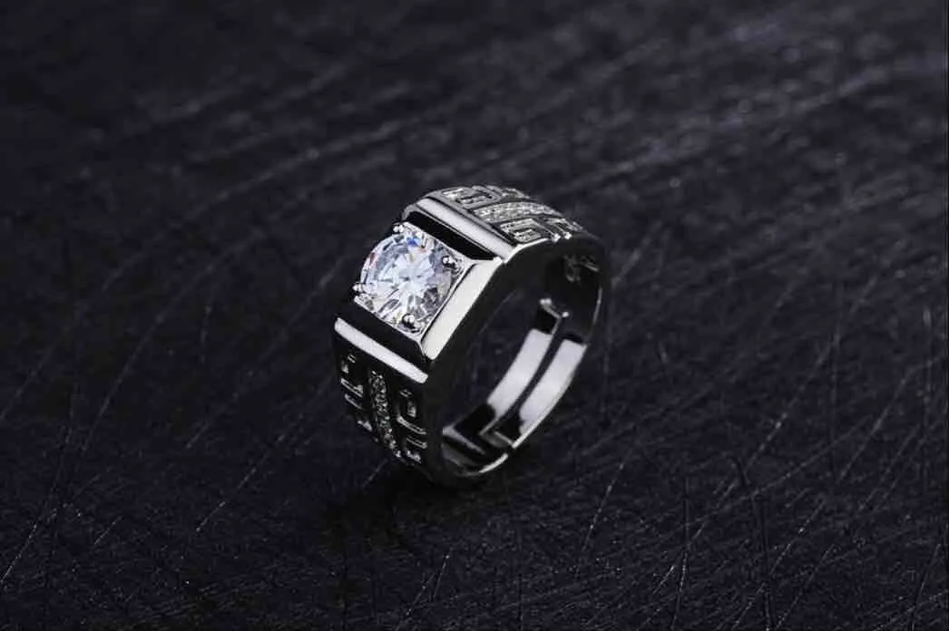 Adjustable Diamond Crystal Ring for Men