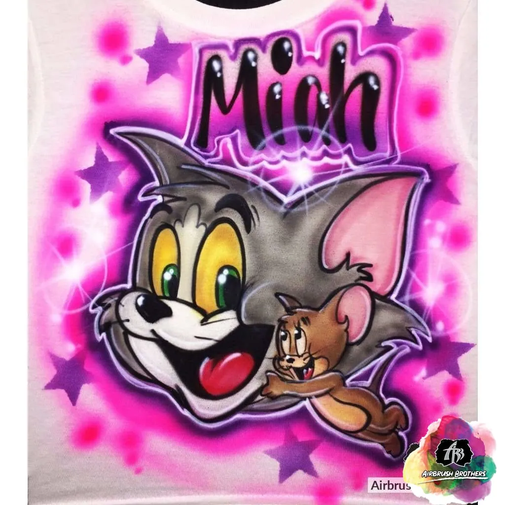 Airbrush Tom and Jerry Cartoon With Stars Shirt Design