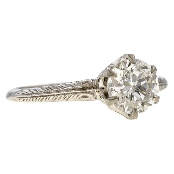 Art Deco Diamond Engagement Ring, Old European 0.86ct