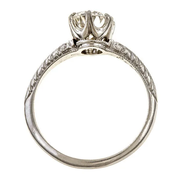 Art Deco Diamond Engagement Ring, Old European 0.86ct