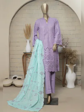 Bin Saeed Luxury Lawnkari Embroidered Suit - Lilac