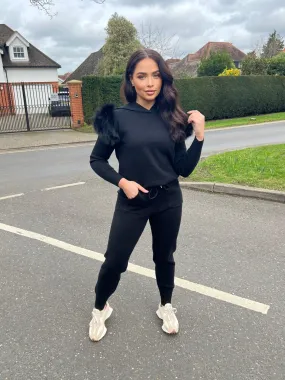 Black Luxury Fur Tracksuit