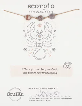 Botswana Agate Zodiac Necklace for Scorpio | 10/23 - 11/21