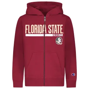 Champion Infant/Toddler Florida State Seminoles/Seminole Logo Full-Zip Hooded Sweat - Garnet