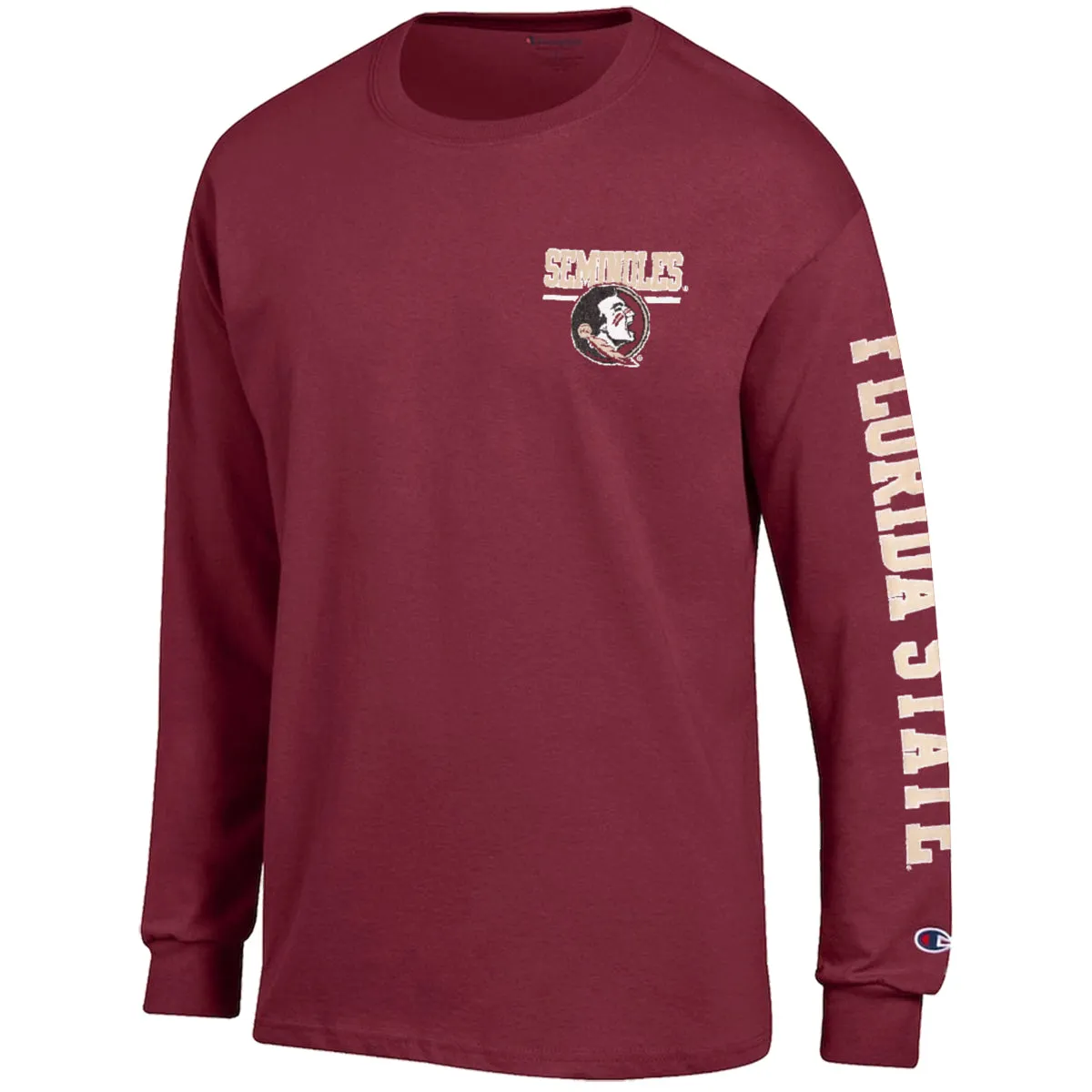 Champion Men's Florida State Seminoles/Seminole Logo Design Long Sleeve T-shirt - Garnet