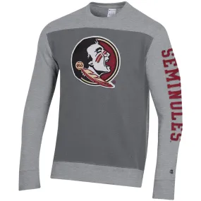 Champion Men's Seminole Logo/Seminoles Crew Fleece - Grey/Granite