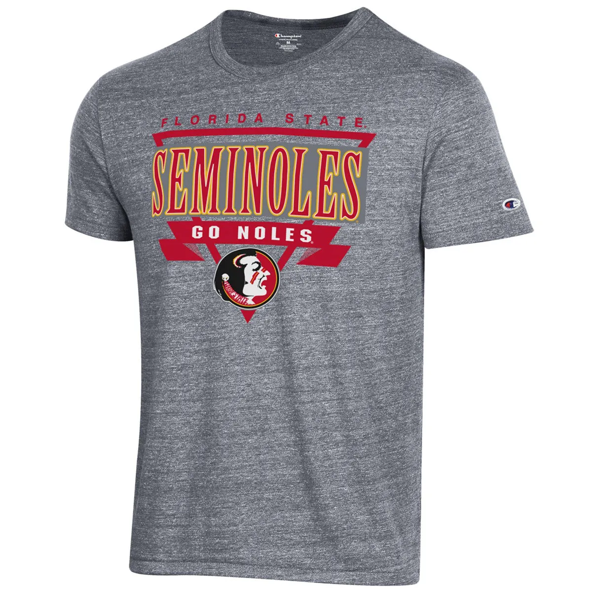 Champion Men's Vault Seminole Logo/Florida State Seminoles Tri-blend Short Sleeve T-shirt - Gunsmoke