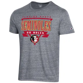 Champion Men's Vault Seminole Logo/Florida State Seminoles Tri-blend Short Sleeve T-shirt - Gunsmoke