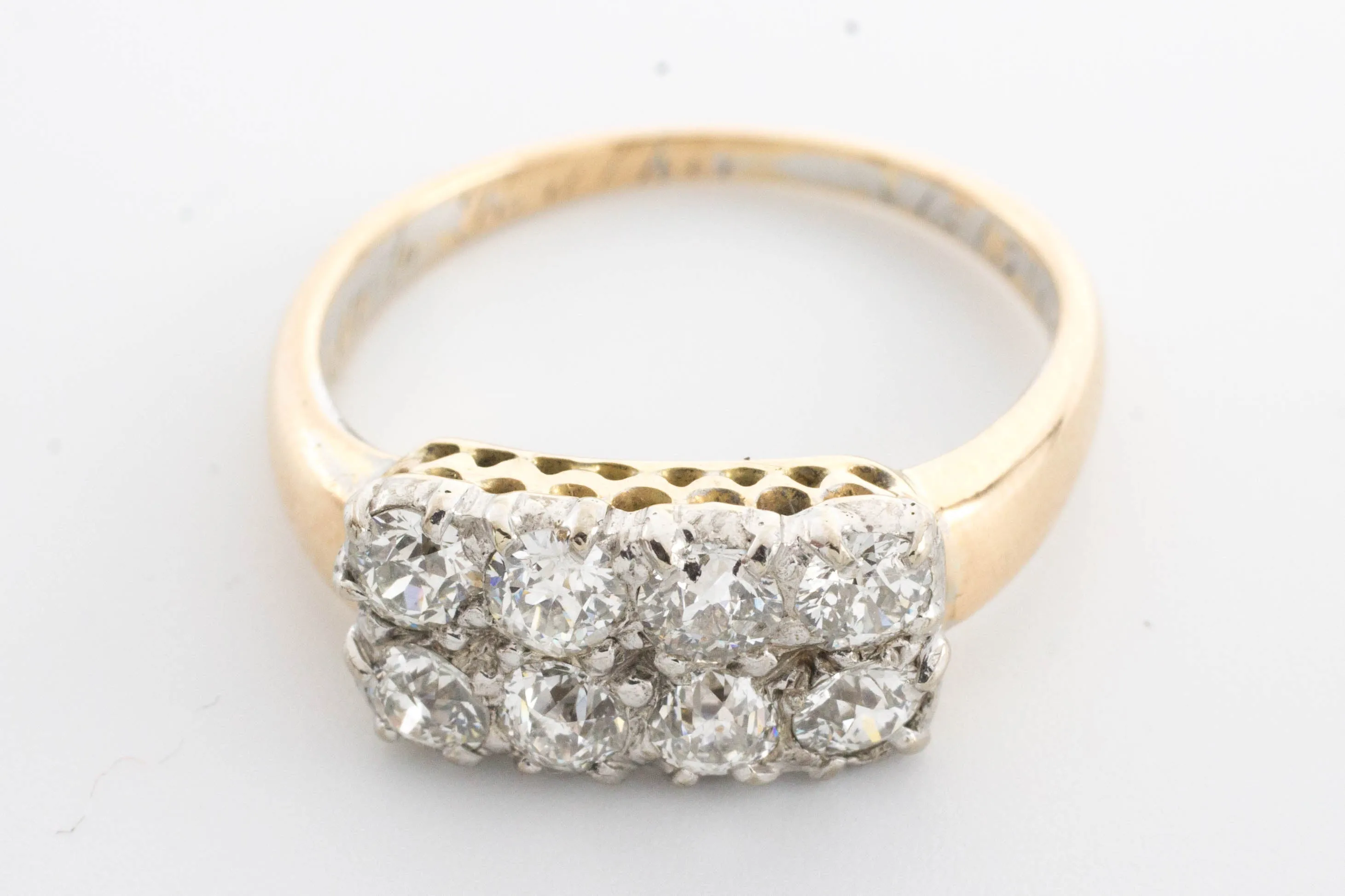 Edwardian old cut diamond double row ring.