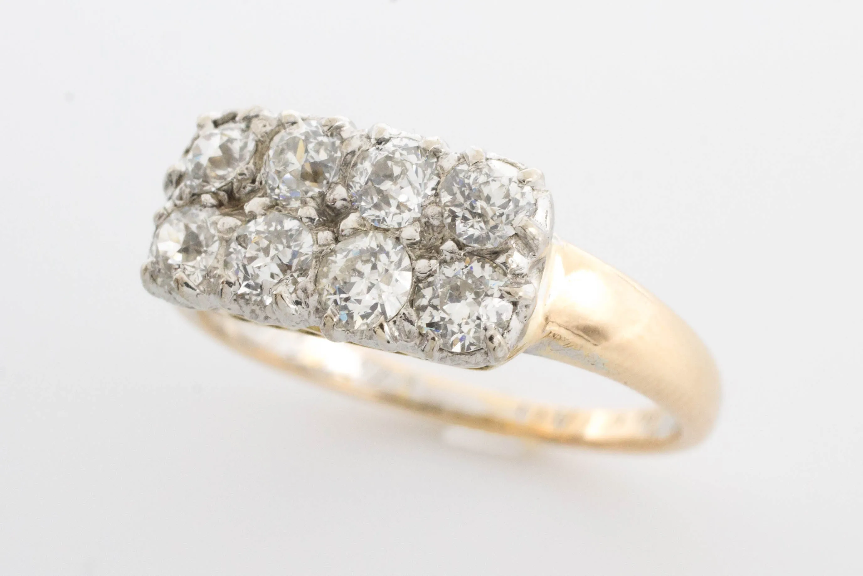 Edwardian old cut diamond double row ring.