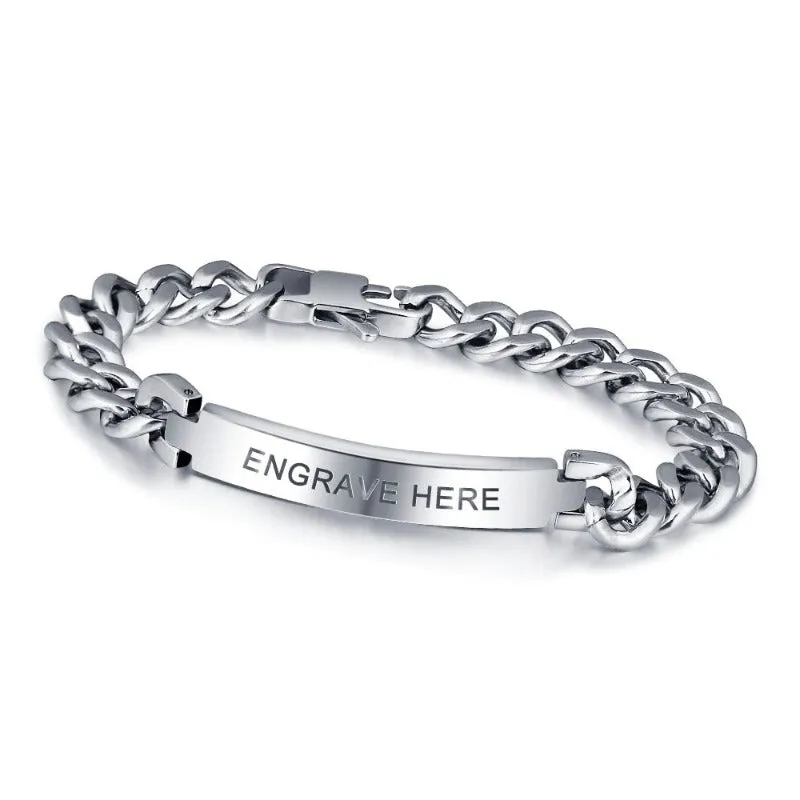 Engrave Silver Bracelet For Men