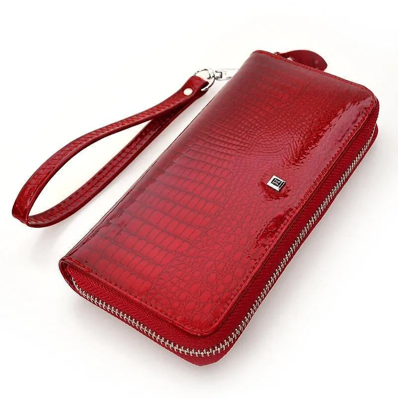 Genuine Leather Luxury Wrist Wallet - Red