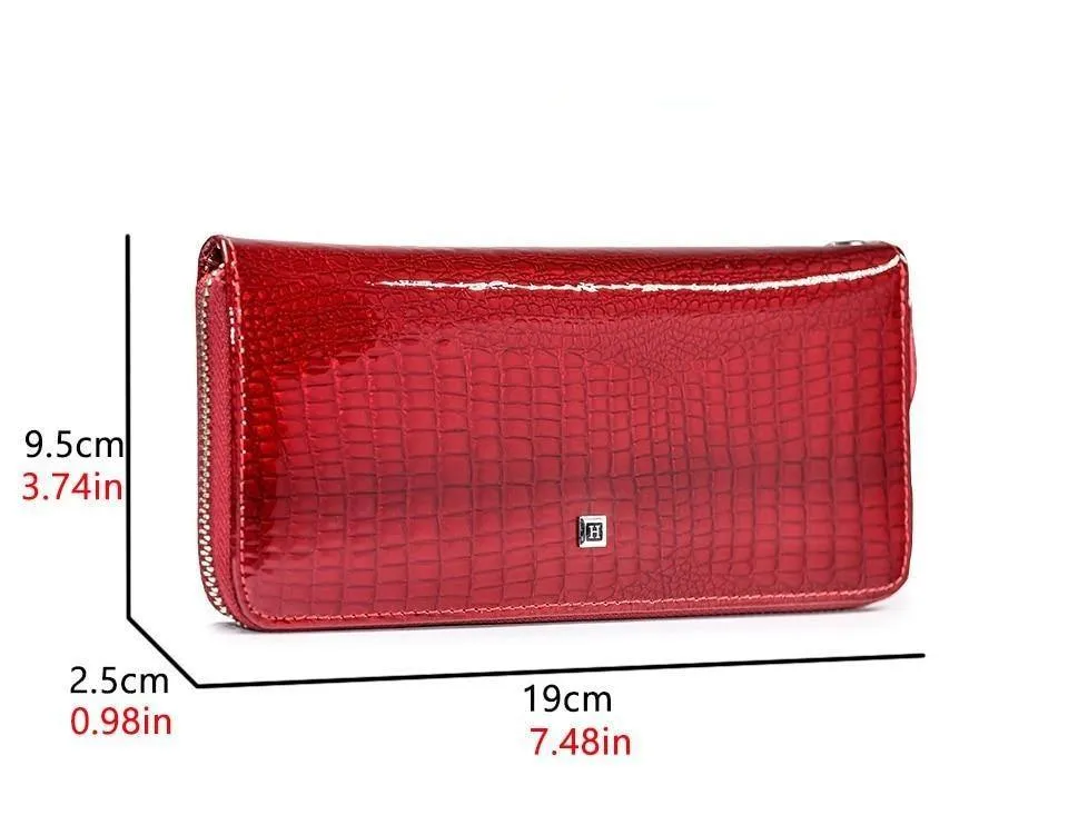 Genuine Leather Luxury Wrist Wallet - Red