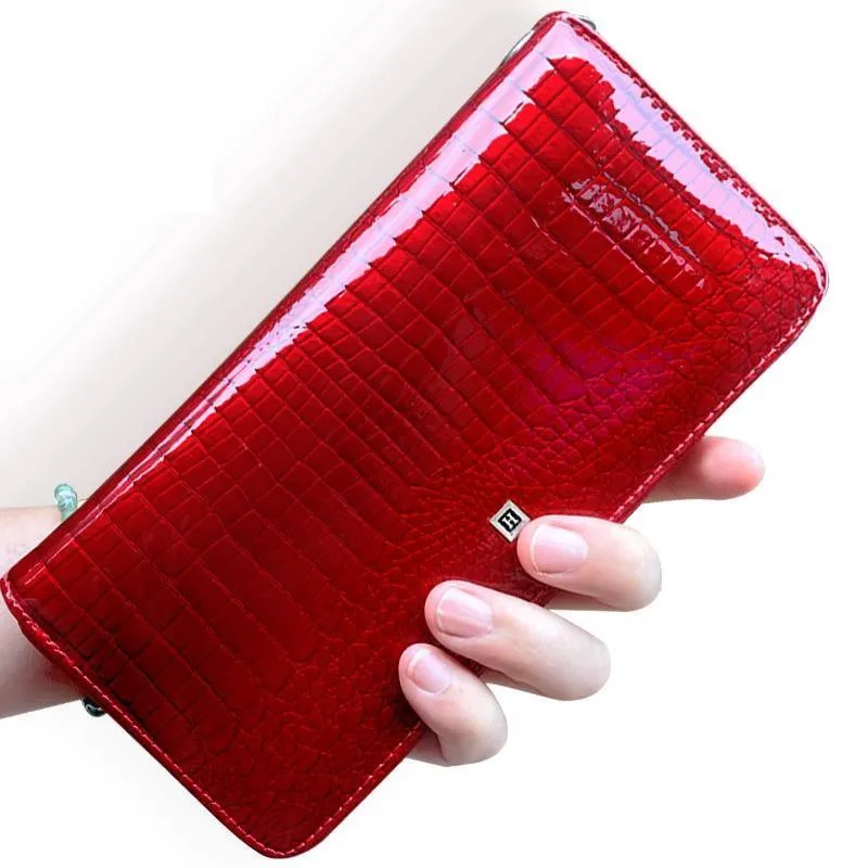 Genuine Leather Luxury Wrist Wallet - Red