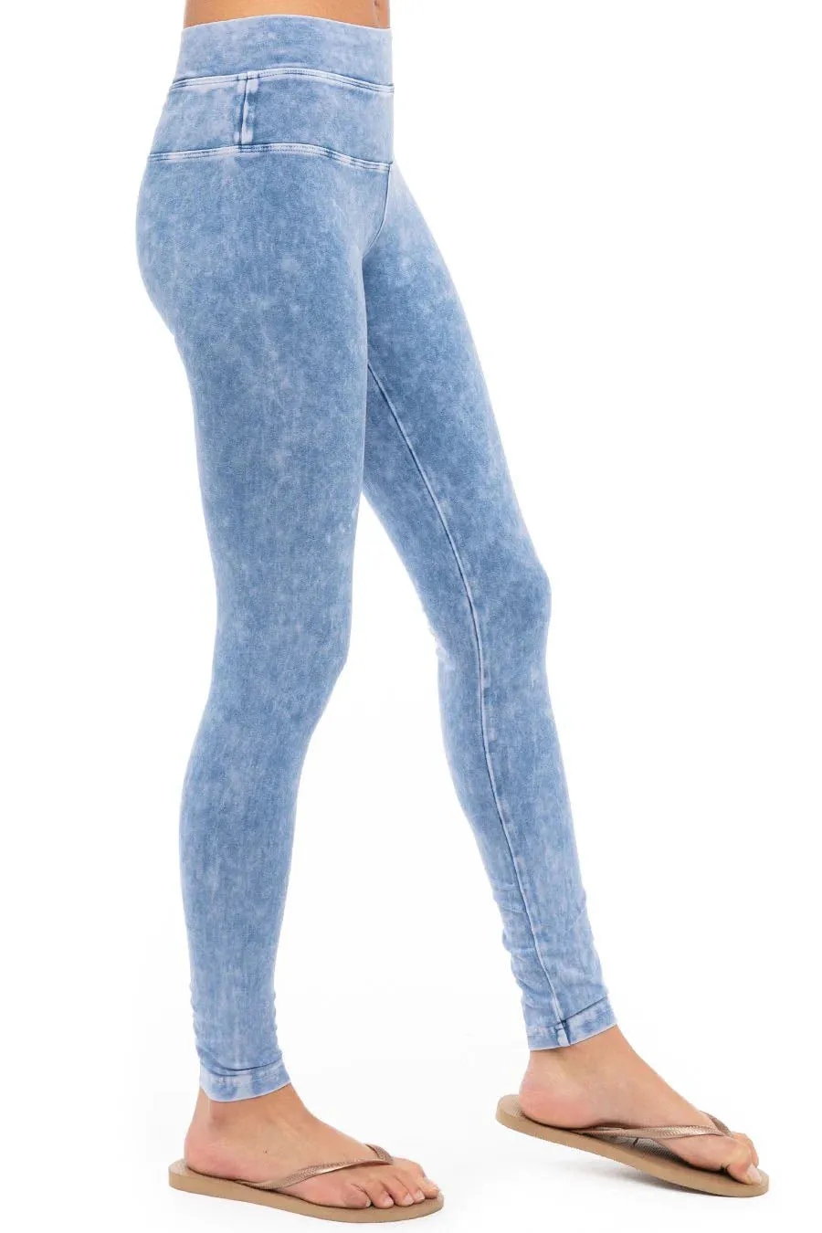 High Rise Ankle Legging (Style W-566, Light Blue Mineral Wash MW7) by Hard Tail Forever