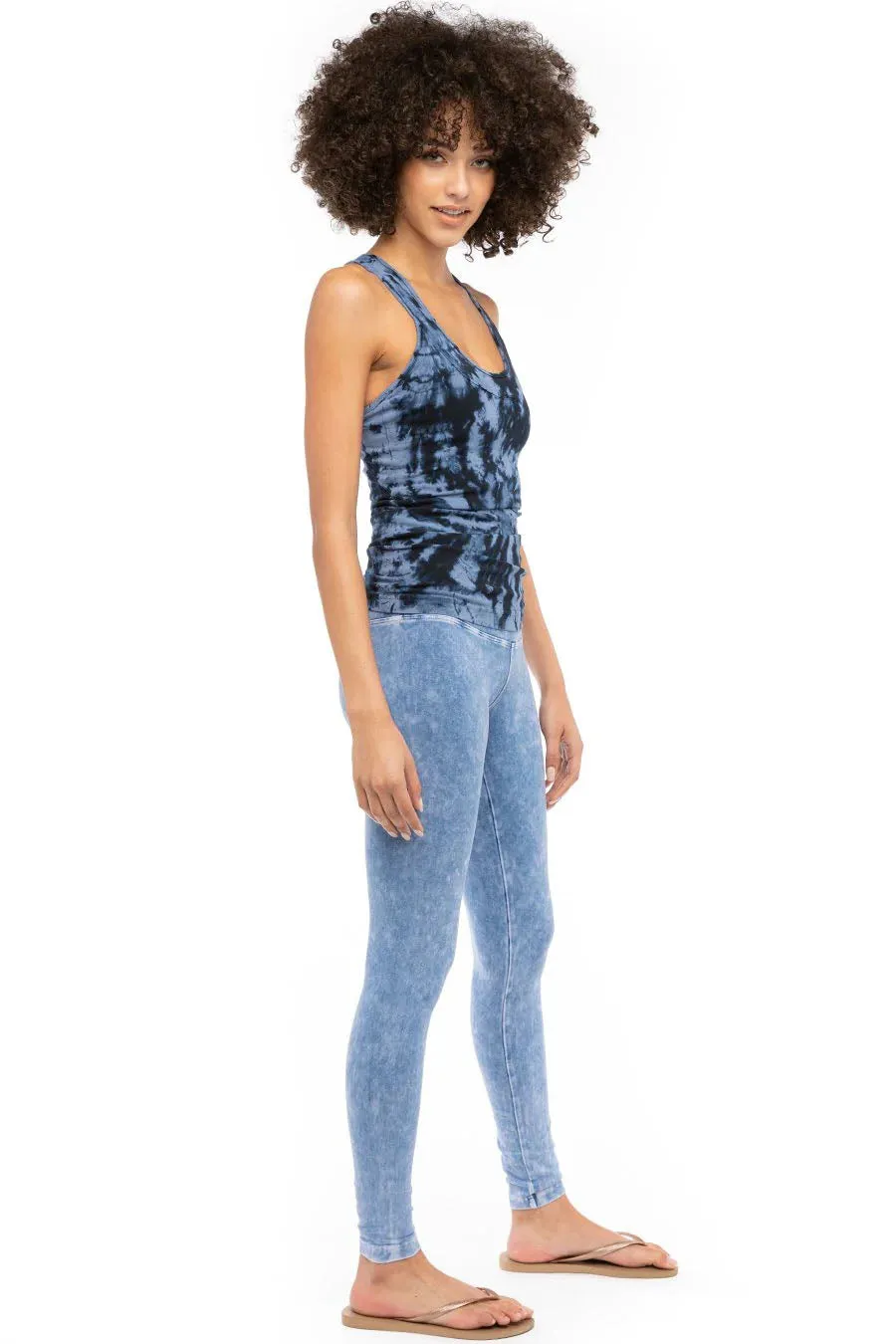 High Rise Ankle Legging (Style W-566, Light Blue Mineral Wash MW7) by Hard Tail Forever