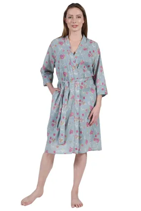 La Cera Cotton Wrap Robe