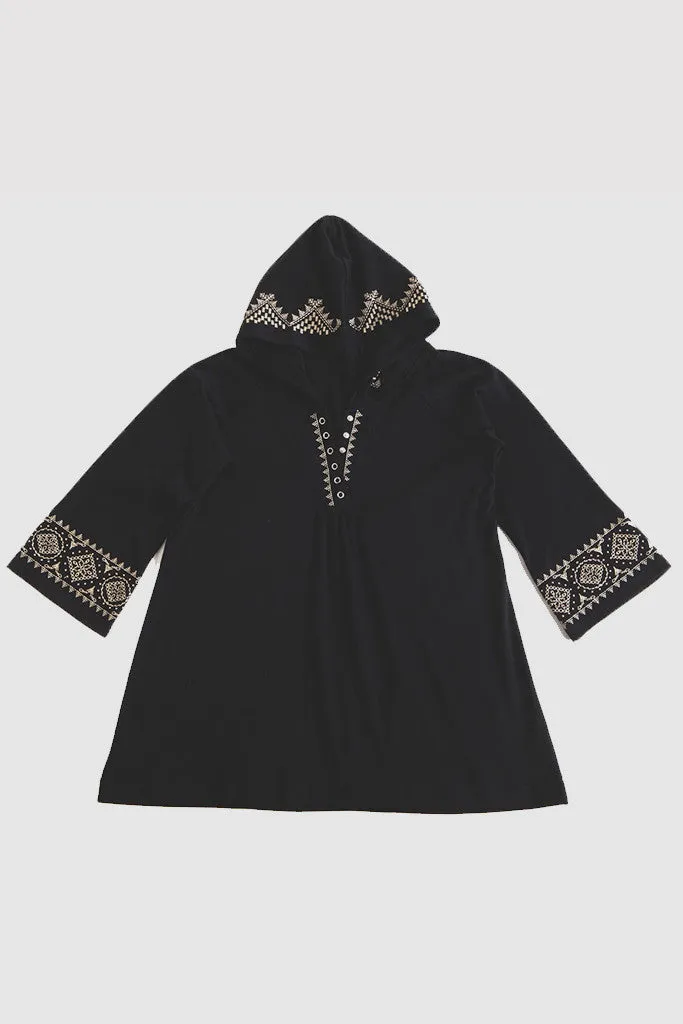 La Cera Embroidered Hooded Tunic