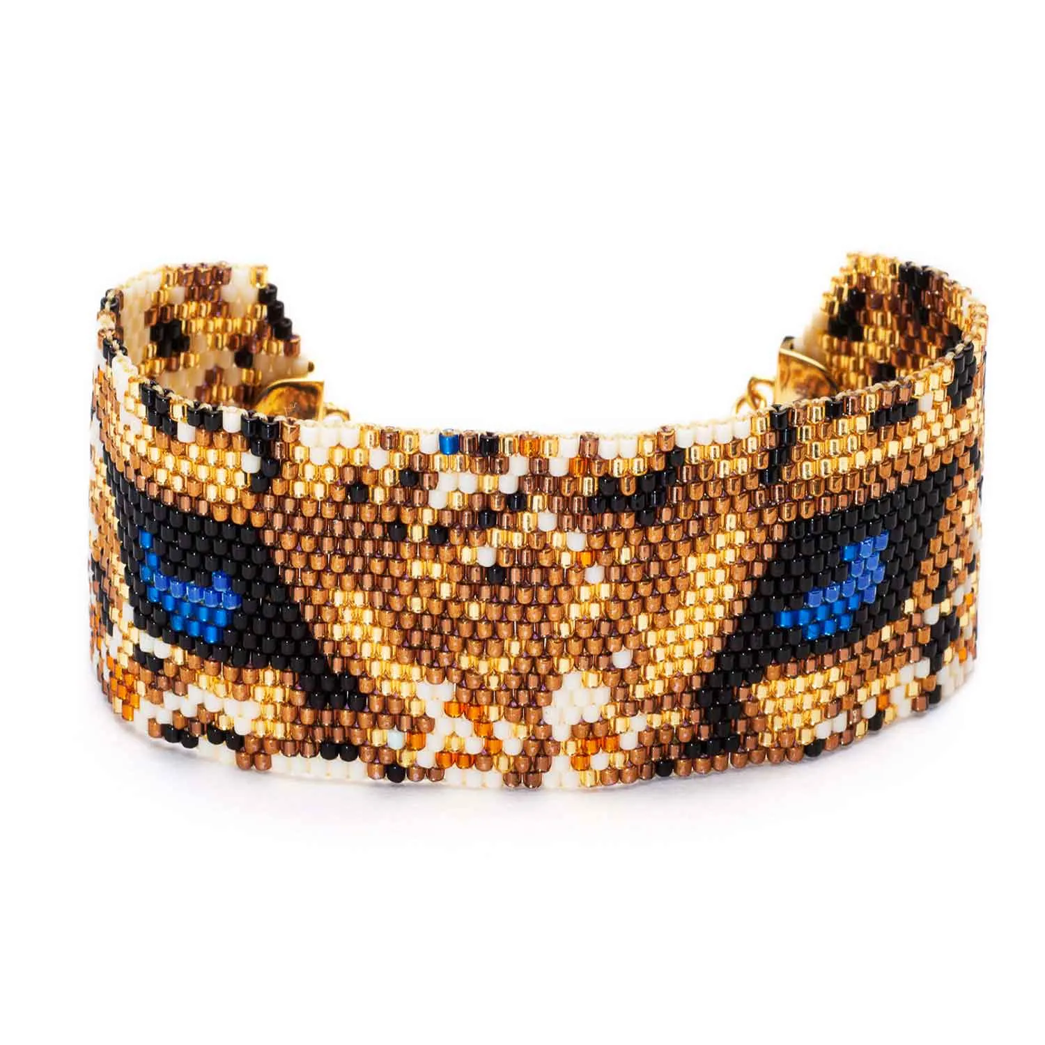 Leopard Face Beaded Cuff