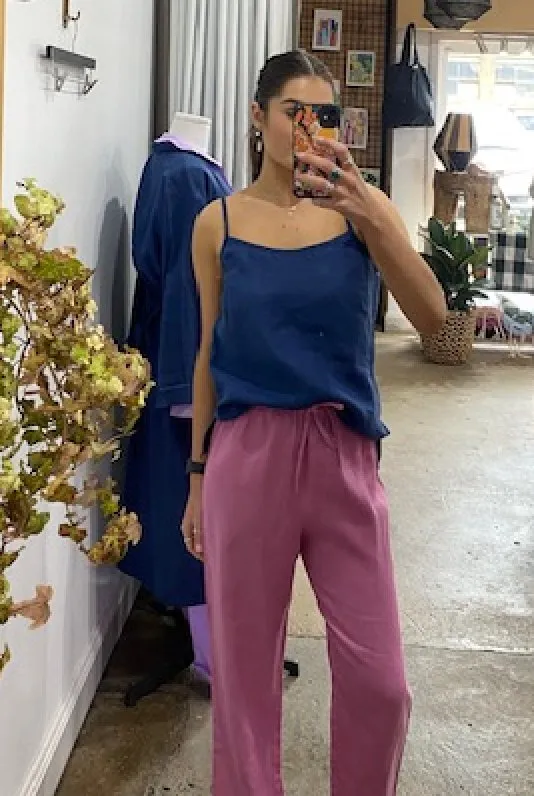 Linen Cami - Navy