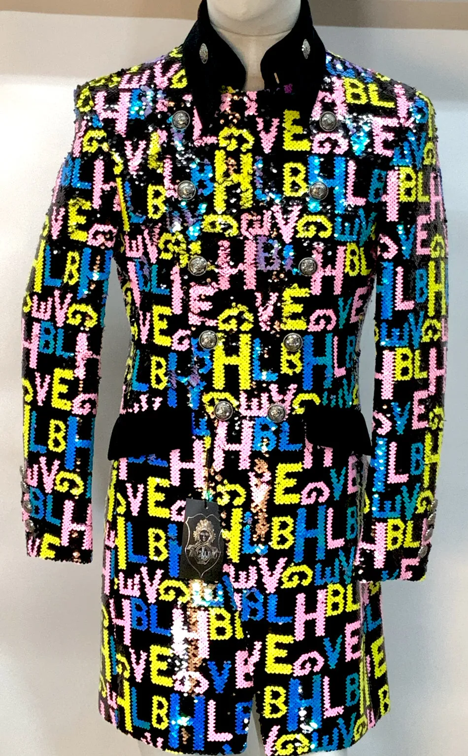 long sequin coat men, Alphabet