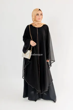 Luxury Embellished Chiffon Cape Closed Abaya - 2 Colours