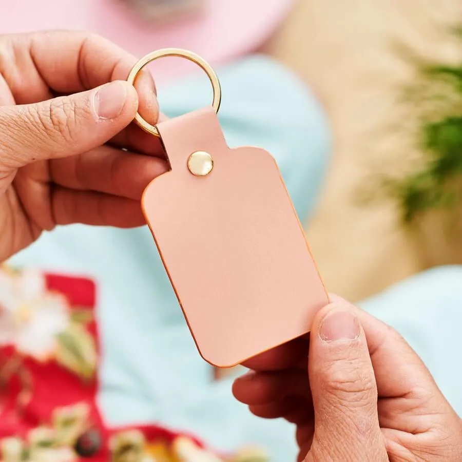 Luxury Leather Key Ring with Childs Drawing