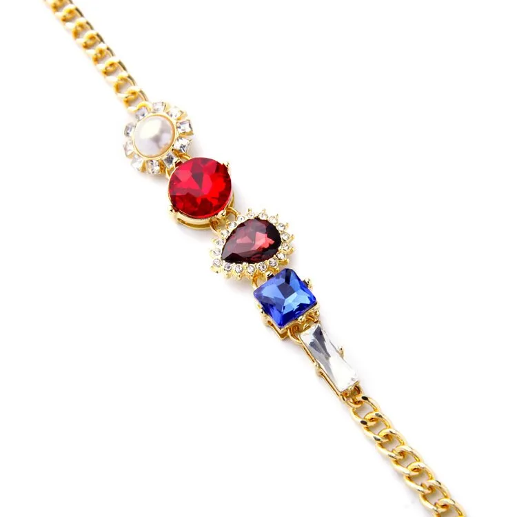 Luxury Multicolor Geometric Crystals Golden Bracelet