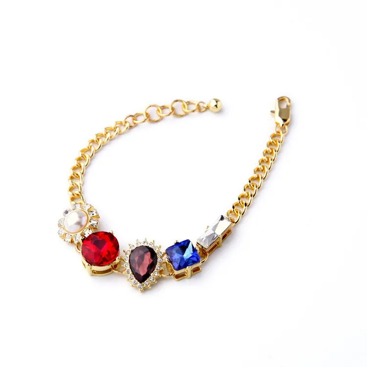 Luxury Multicolor Geometric Crystals Golden Bracelet