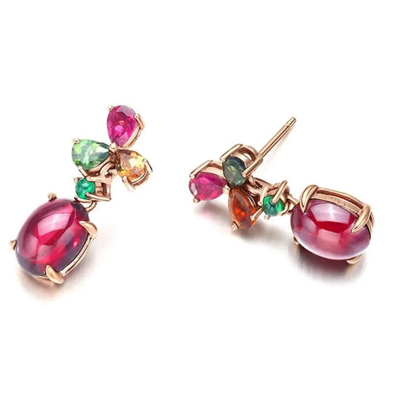 Luxury Red Garnet Tourmaline Earrings - 925 Sterling Silver