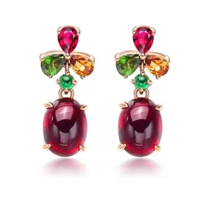 Luxury Red Garnet Tourmaline Earrings - 925 Sterling Silver