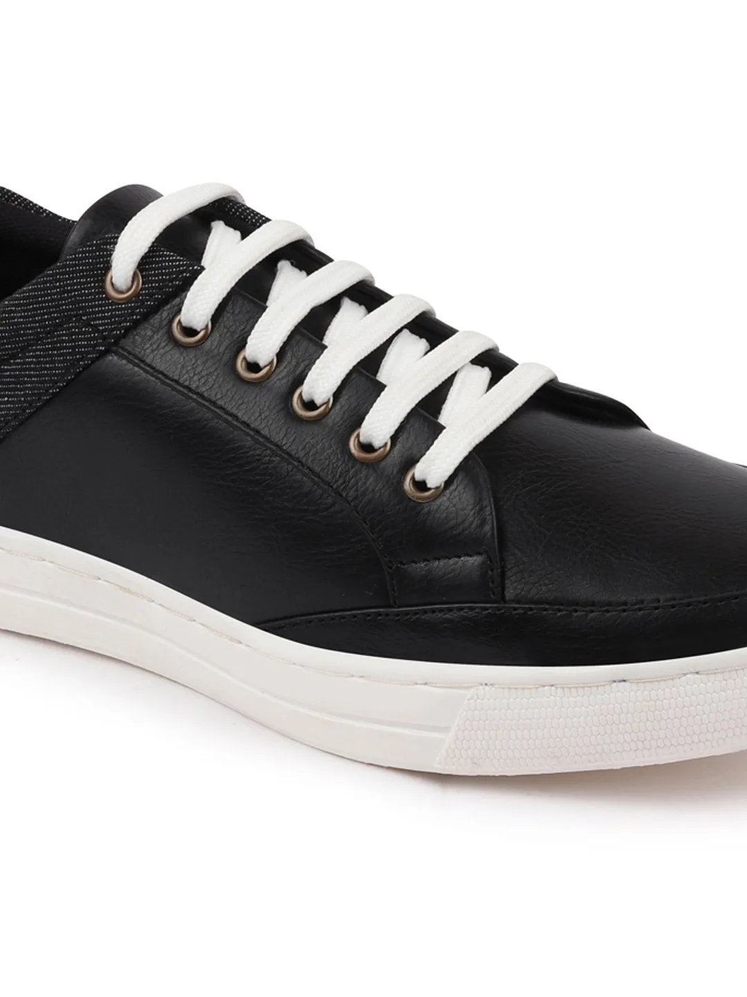 Men Black Classic Lace Up Sneakers