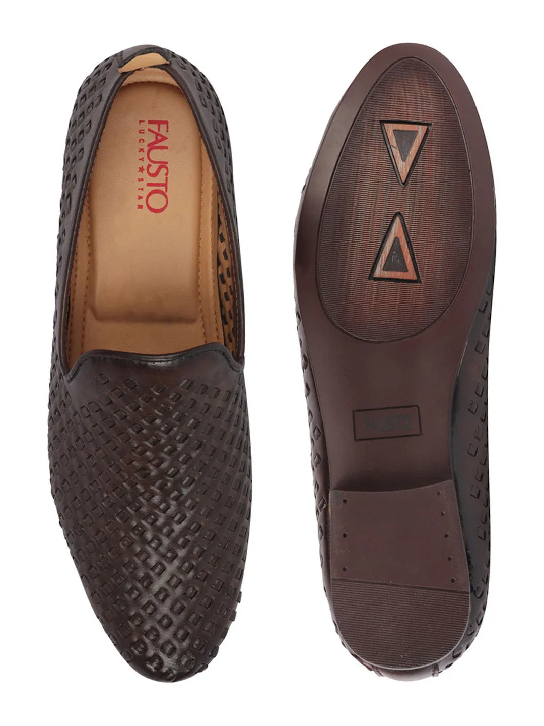 Men Brown Ethnic Slip-On Juttis