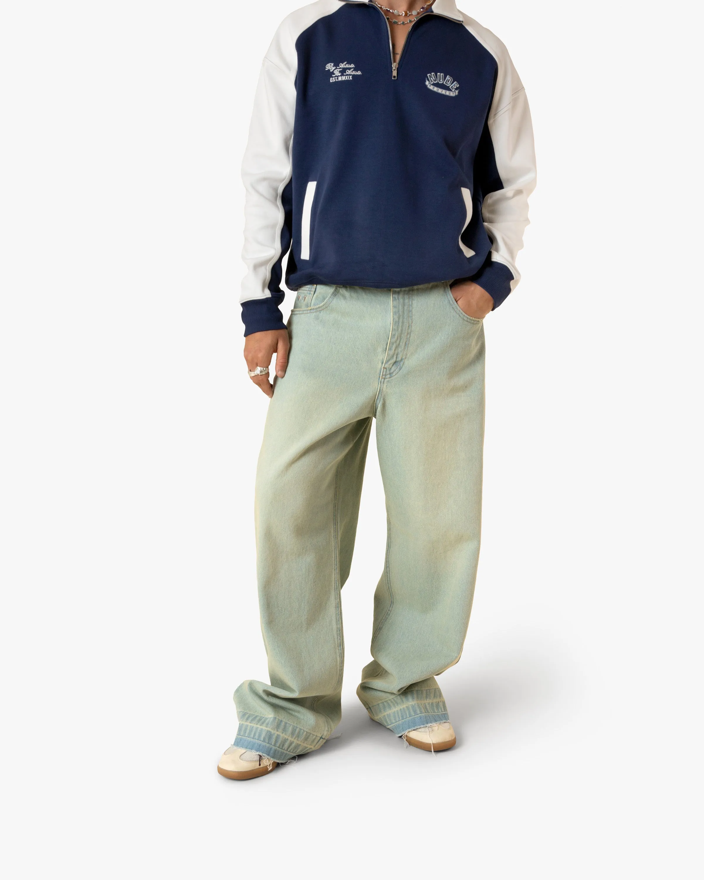 OLD BAGGY DENIM PANTS SAND DUST