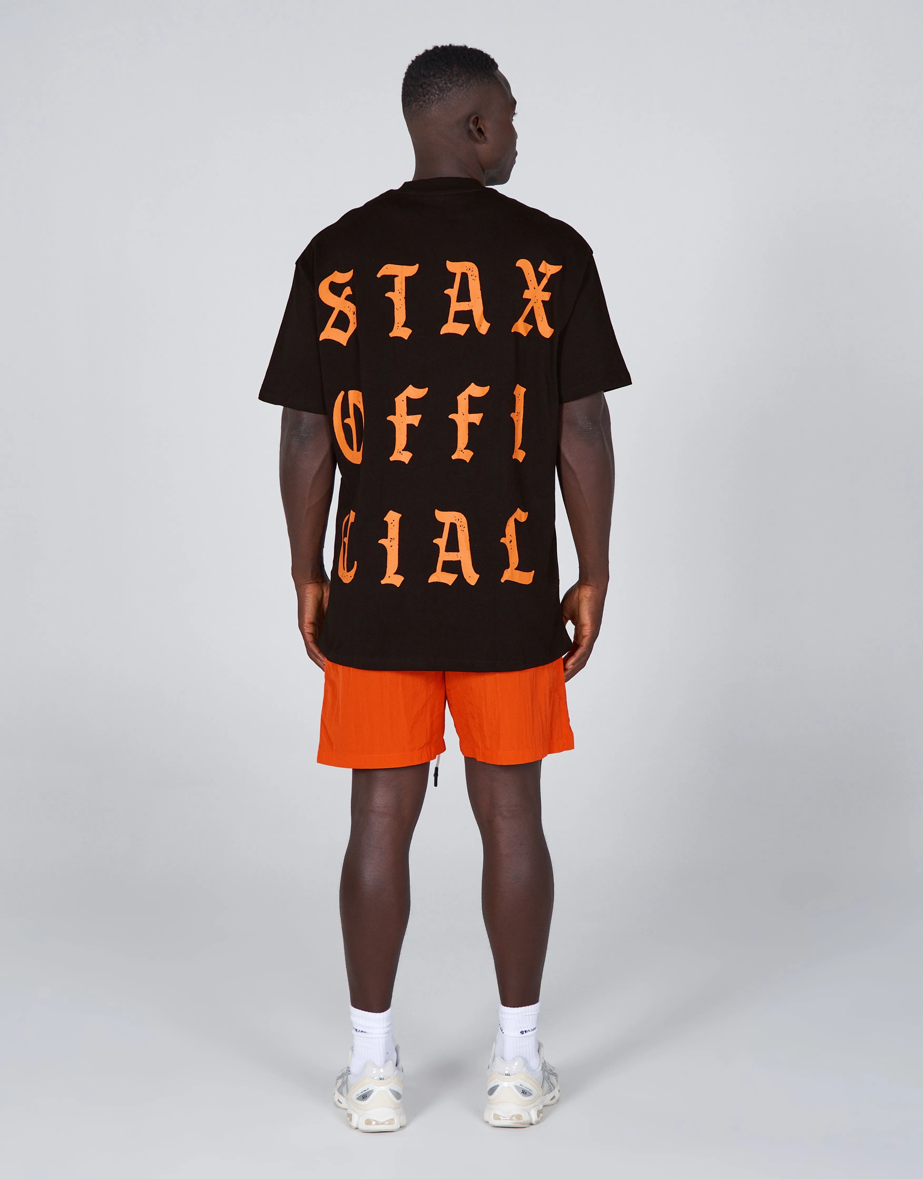 Old English Mens Tee - Black/Orange