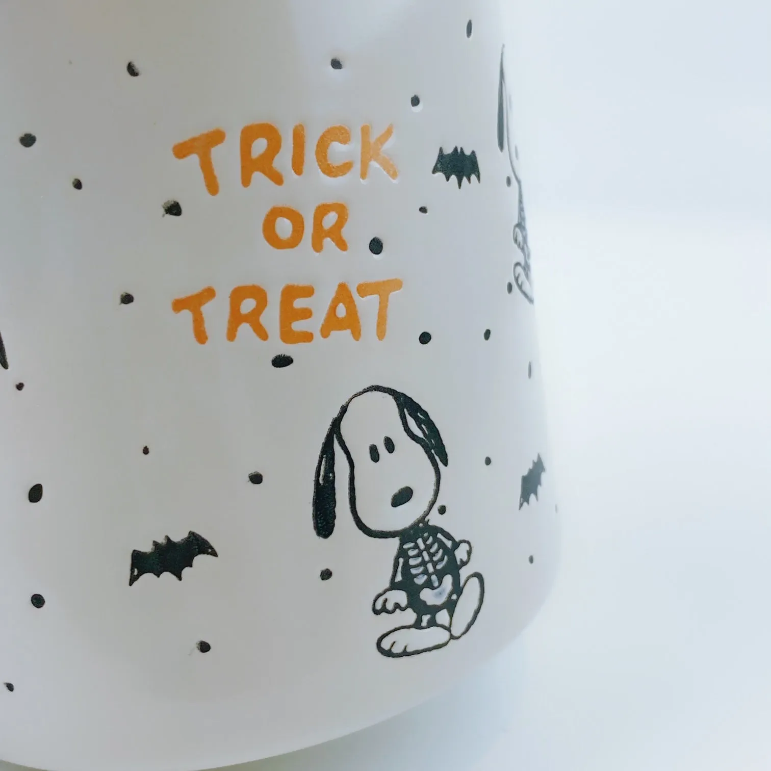 Peanuts Snoopy & Woodstock Skeleton Trick or Treat Large Mug 21 oz Orange