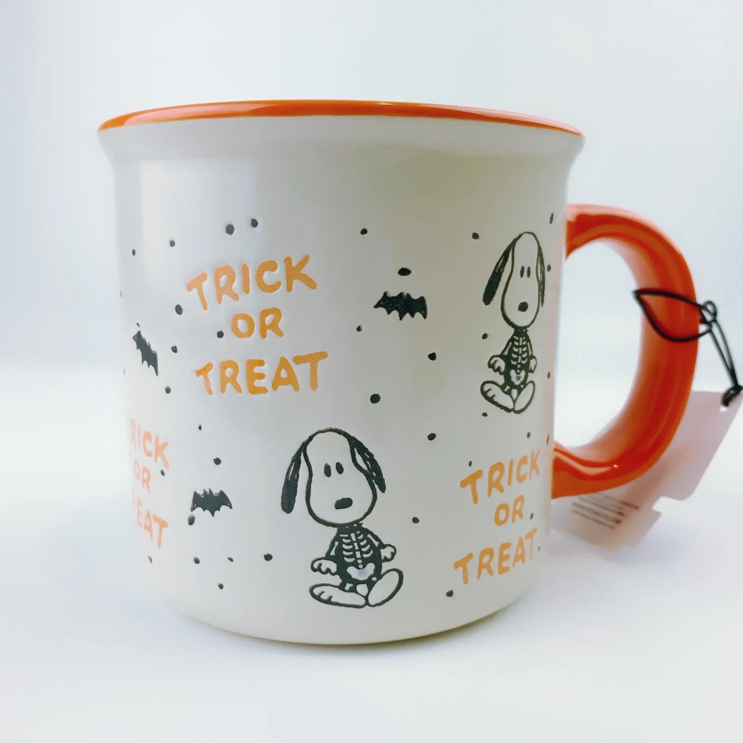 Peanuts Snoopy & Woodstock Skeleton Trick or Treat Large Mug 21 oz Orange