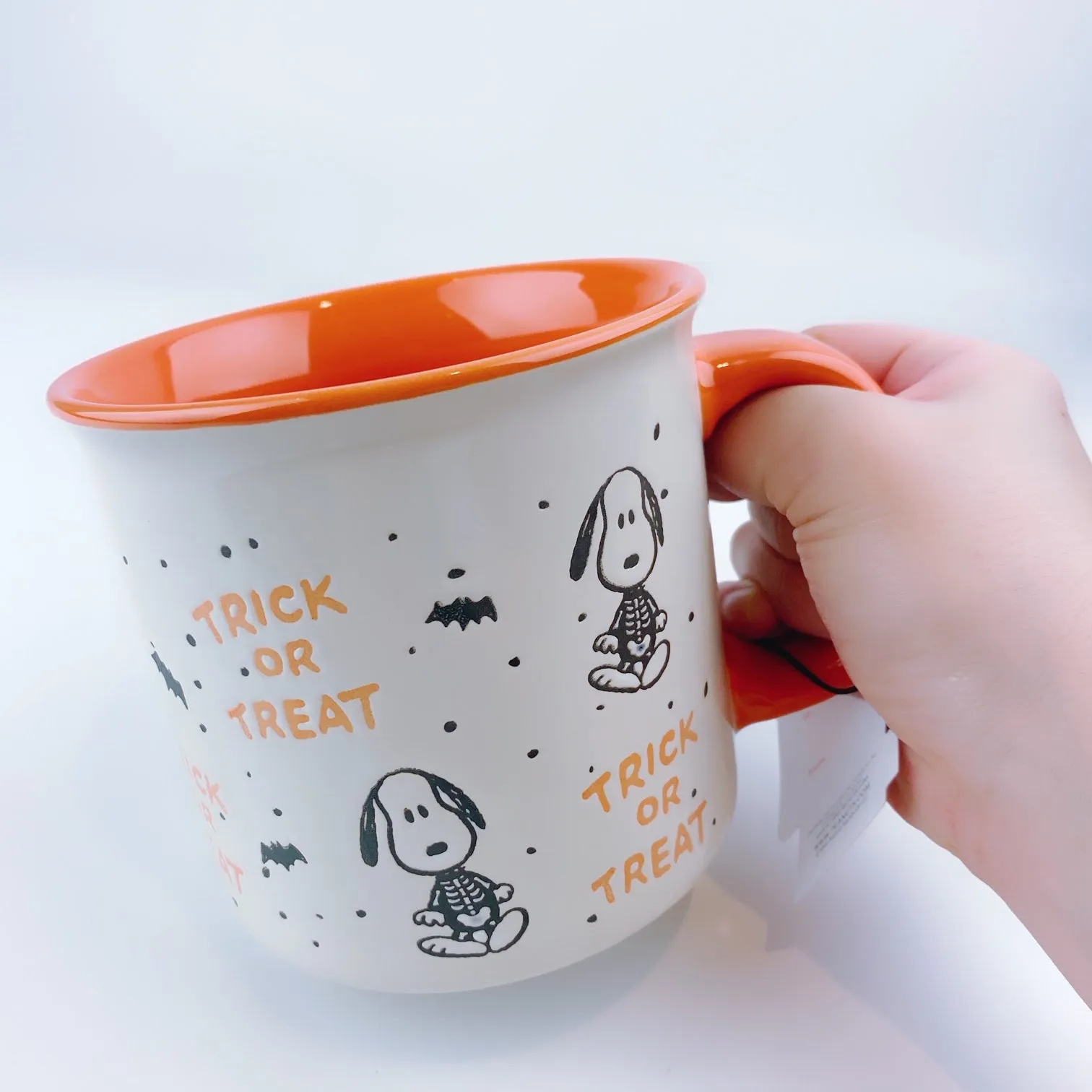 Peanuts Snoopy & Woodstock Skeleton Trick or Treat Large Mug 21 oz Orange