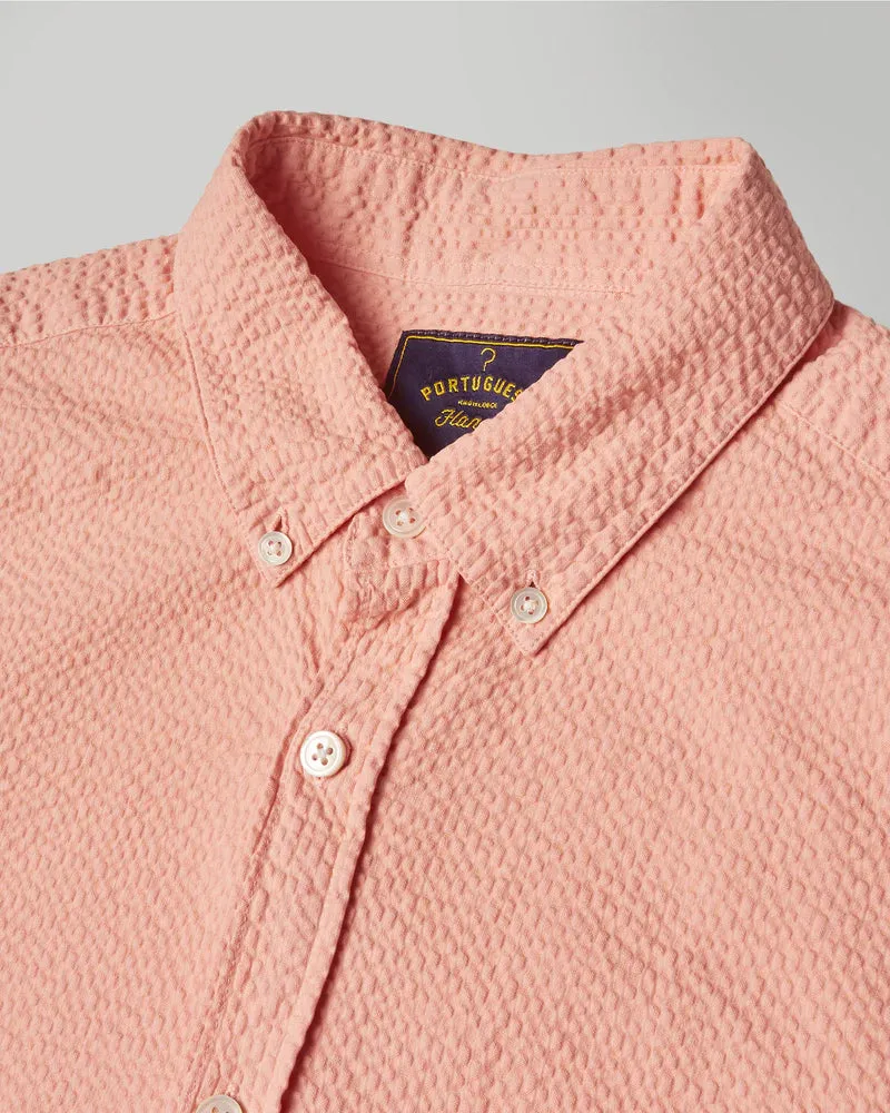 PORTUGUESE FLANNEL Atlantico Old Rose Seersucker Shirt