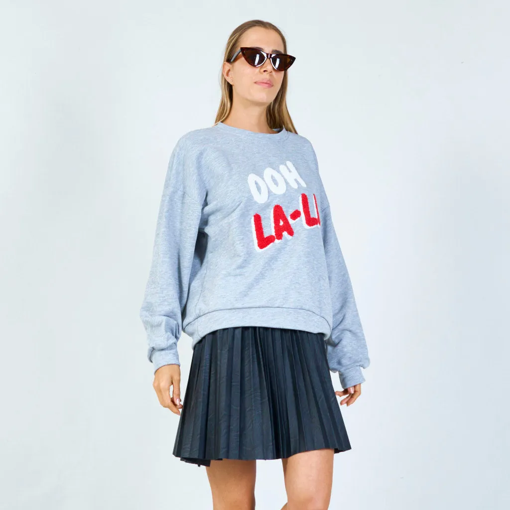 "Ooh La-La" embroidered sweatshirt wholesale