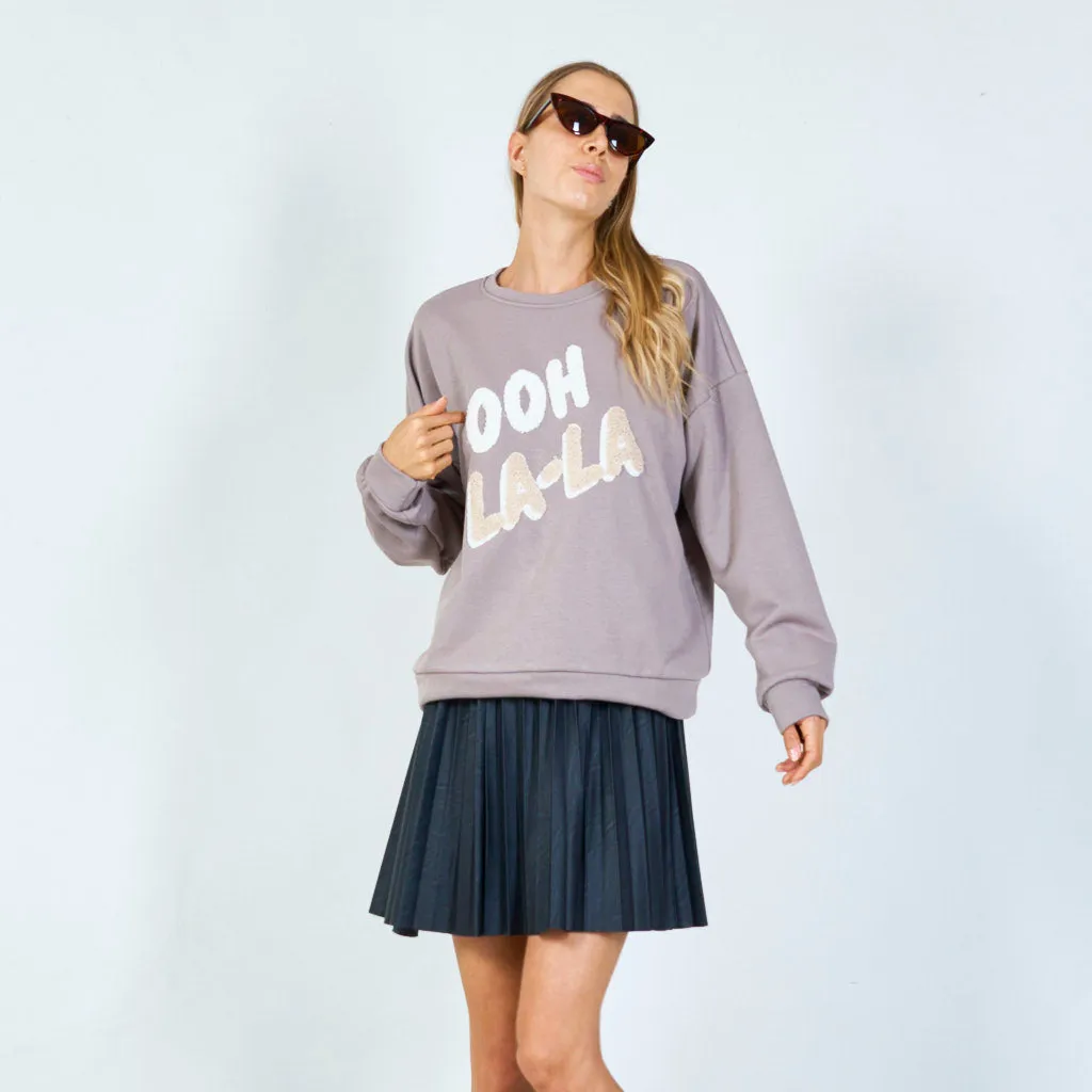 "Ooh La-La" embroidered sweatshirt wholesale