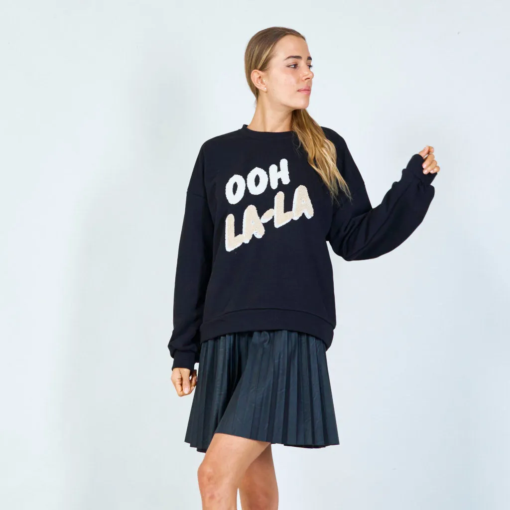 "Ooh La-La" embroidered sweatshirt wholesale