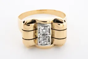 Retro gold ring with old cut diamonds