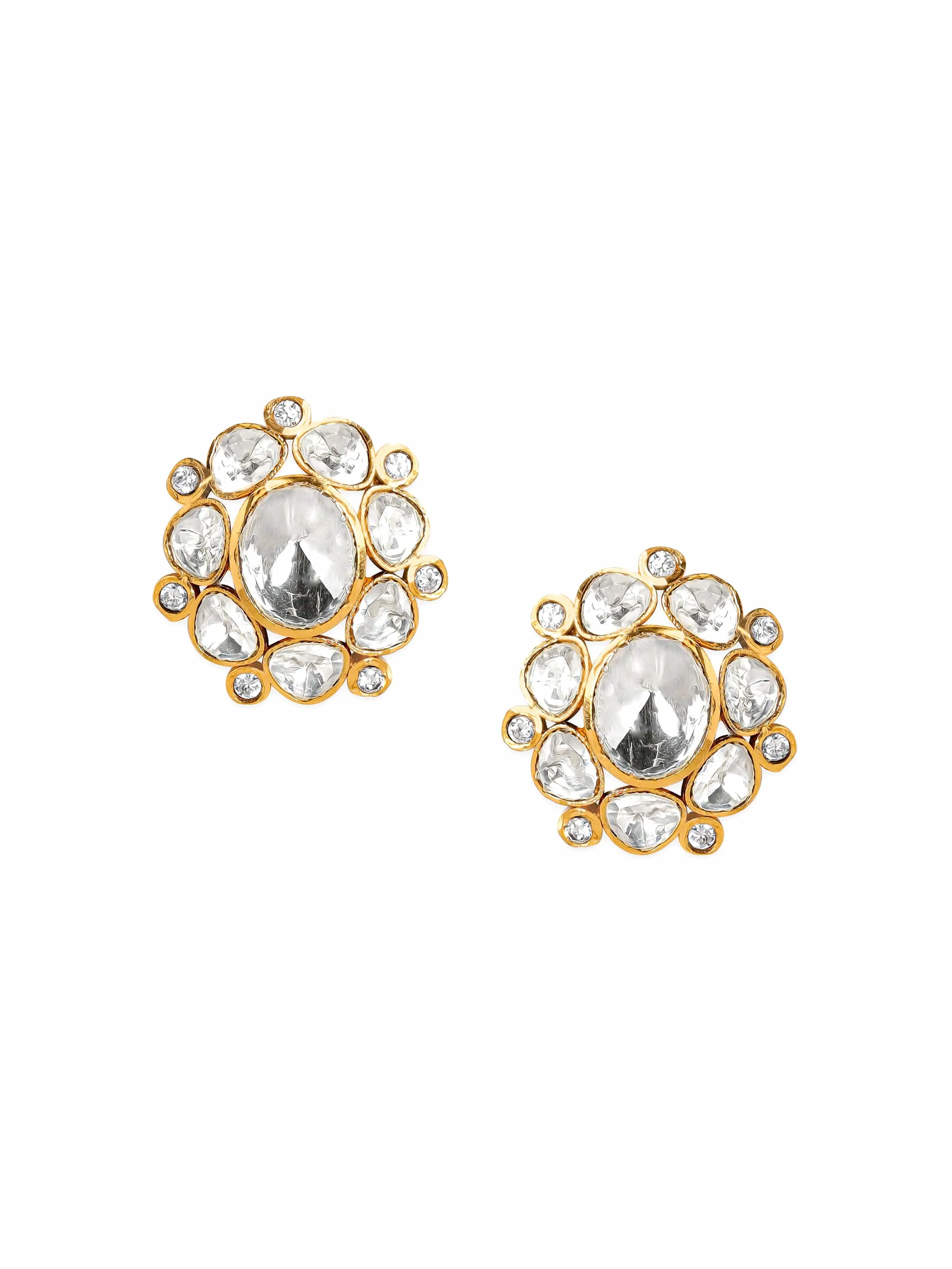 Rubans 22K Gold plated polki studded Luxury Stud Earring