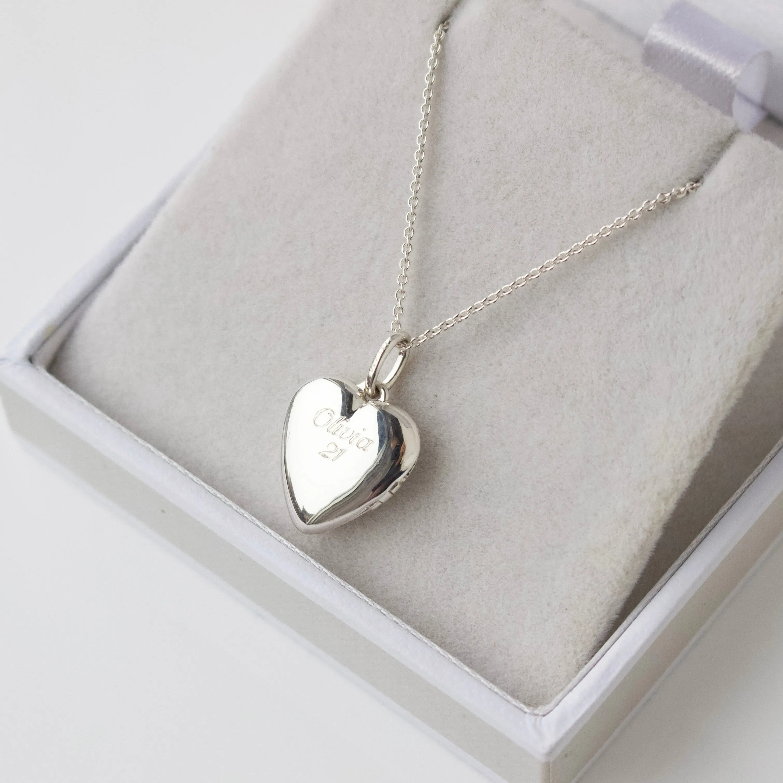 SAMPLE SALE- Engraved Heart Locket Necklace Olivia 21